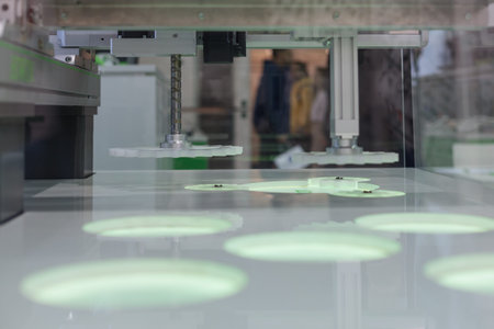 Poznan, Poland 01 Sep 2021: ITM Industry Europe Automatic industrial robot. People