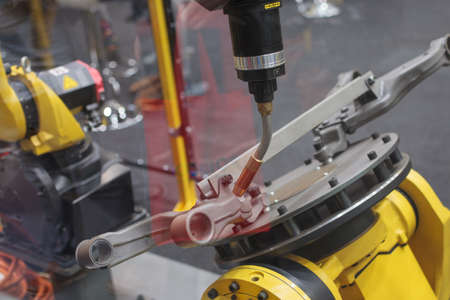 Poznan, Poland 01 Sep 2021: ITM Industry Europe, HIGH TECH EXPO. Industrial automatic welding machineのeditorial素材
