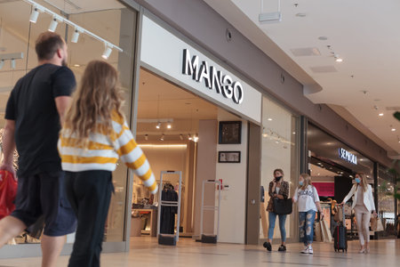Poland, Poznan - 07 Sep, 2021: Mango clothing store shop. Spanish fashion company Mango
