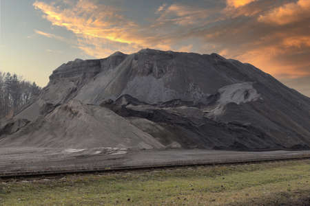 Basalt composition at mine. Mountain of black stone.の写真素材
