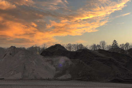 Mine material depot, black stone. Mining industry.の写真素材