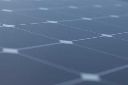Close-up of Solar energy panel photovoltaic module in the sea offshore