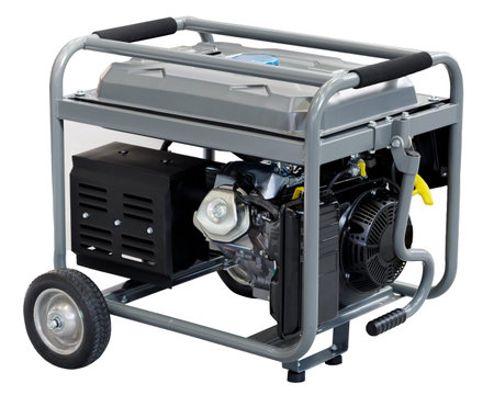 Gasoline Generator, portable gray gasoline generator. Isolated on a white background.