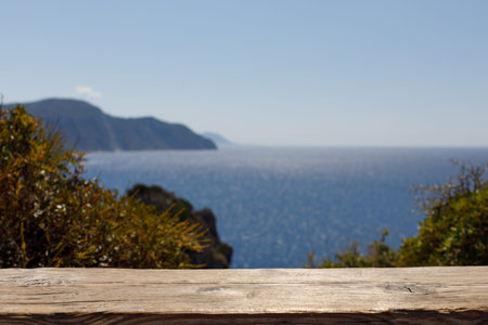 Brown wooden perspective pier mockup. With empty space for digital product mockup.の写真素材