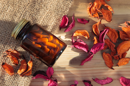 Medical product container, mockup. Top view of medical product mockups.の写真素材