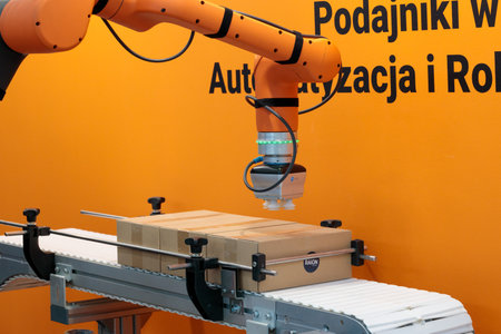TM Europe's tech process, e-commerce via robot arm.のeditorial素材