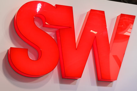 Poland, Poznan - June 01, 2023: HIGH TECH EXPO Europe. SW Machines, operating on the market for over 25 years, is a world leader in the field of multi-spindle machining centers.のeditorial素材