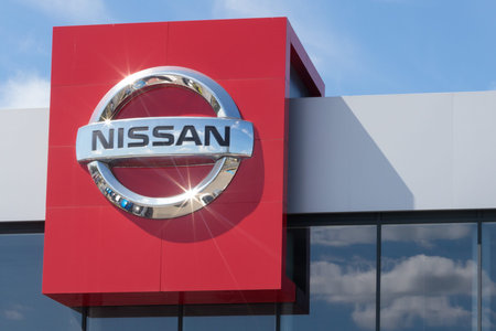 Poland, Przezmierowo - July 27, 2023: A Nissan dealership sign prominently displayed at the...