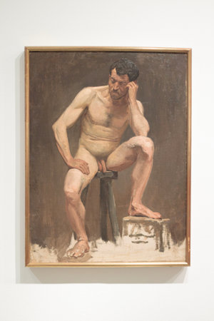 Barcelona, Spain - 09 August 2023: Male Nude Painting at Picasso Museumのeditorial素材