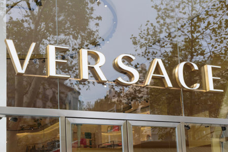 Barcelona, Spain - 10 August 2023: Versace Boutique Facade in Barcelona, Spainのeditorial素材