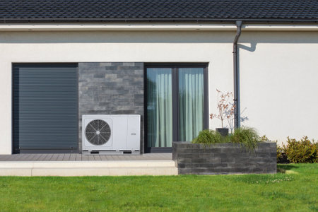 Eco-Friendly Air Heat Pump: Modern Home's Green Solutionの写真素材