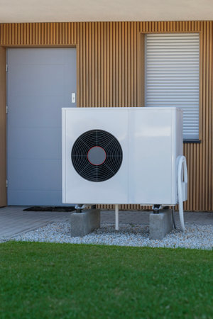 Eco-friendly Heat Pump: Modern Home Heating Solutionの写真素材
