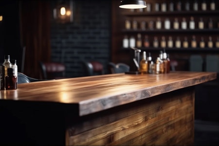 Rustic Barber Shop Interior with Blurry Wooden Tabletop. Generative Ai.の素材