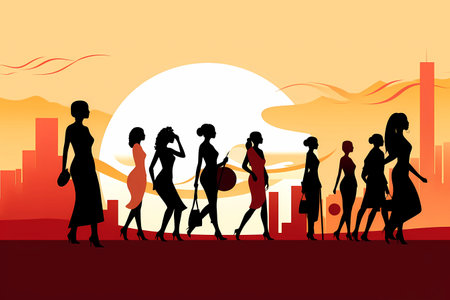 Pastel people silhouettes on white background - abstract watercolor art Generative Aiの素材