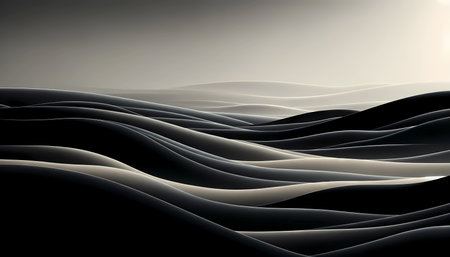 Black Wave Abstract Background - Textured Dark Design for Graphic Art or Digital Projects. Generative Ai.の素材