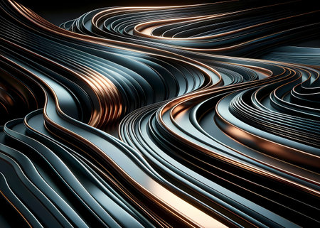 Smooth Fluid Curves: Abstract Liquid Metal Waves. Generative Ai.の素材