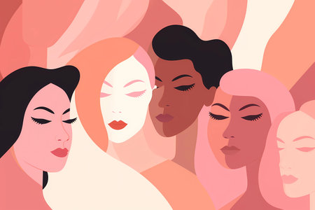 Diverse Women's Portraits Illustrationの素材