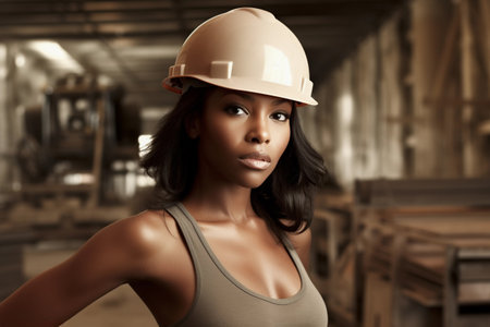 A confident worker in an industrial environment.の素材