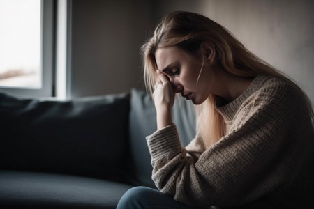 Woman in despair or depression.の素材