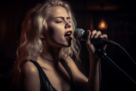 Intense Female Singer on Stageの素材