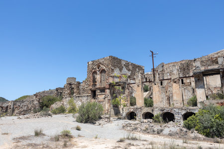 Ruins of Ingurtosu Mine in Sardiniaの写真素材