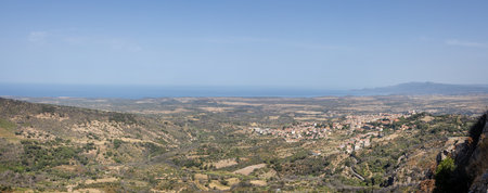 Wide view from Casteddu Etzu castle on Sardiniaの写真素材