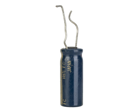 Old Electrolytic Capacitor with Curved Leadsの写真素材