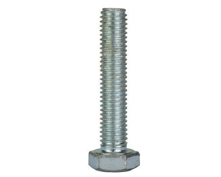 Metallic Threaded Bolt with Hexagonal Nutの写真素材