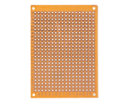 Orange prototyping PCB board with multiple holesの写真素材