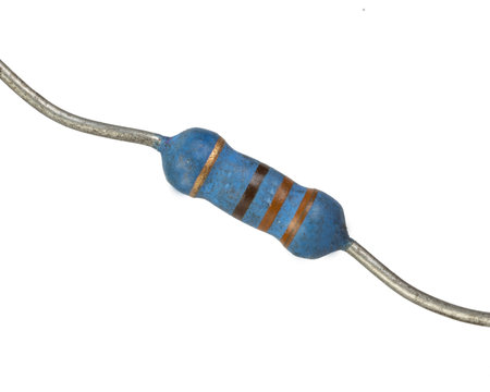Old Blue Axial Resistor with Color Bandsの写真素材