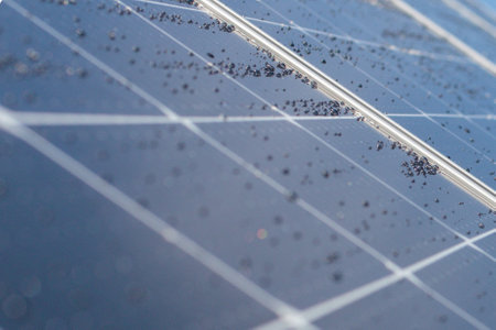 Close Up of Solar Panel with Water Dropsの写真素材