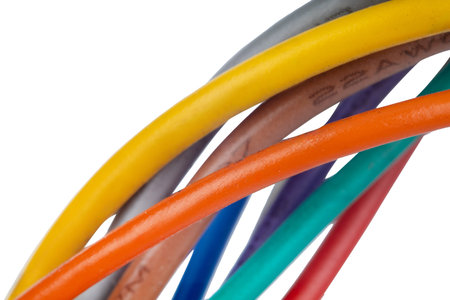 Close up of colorful electrical wires