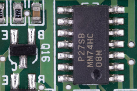 Macro view of microchip on PCB