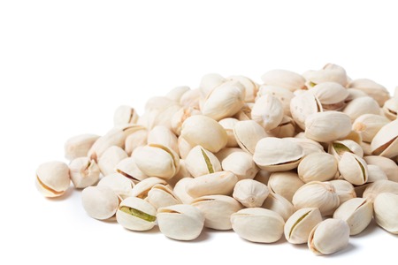 pistachio nut isolated on white backgroundの写真素材
