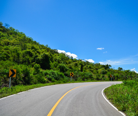 Thailand : The mountainthe sky clouds and the curve of the road.の写真素材