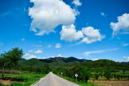 Thailand : The mountainthe sky clouds and the road.の写真素材