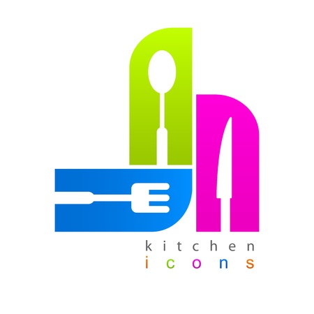 Kitchen set of colored iconsのイラスト素材