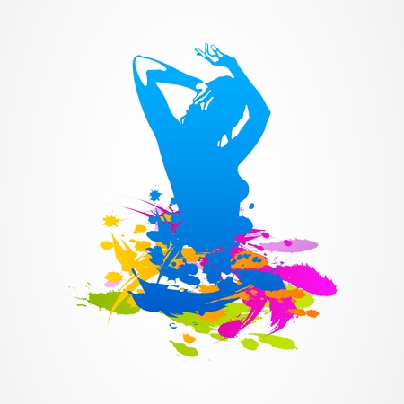 beautiful dancing girl bright colorsのイラスト素材