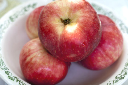 Fresh red applesの写真素材