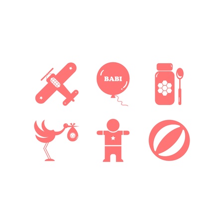 collection child icons set pinkのイラスト素材