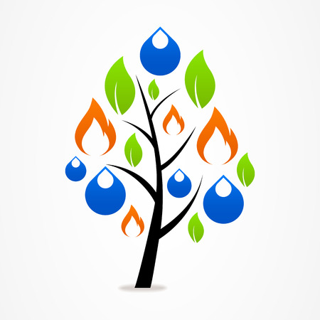 Logo business abstract tree drop fire leafのイラスト素材