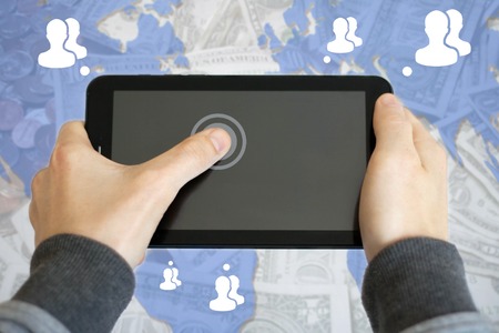 Business Contact Online tabletの写真素材