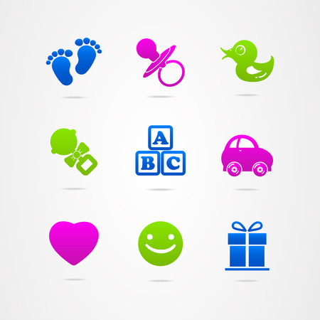 Button set baby icon childのイラスト素材
