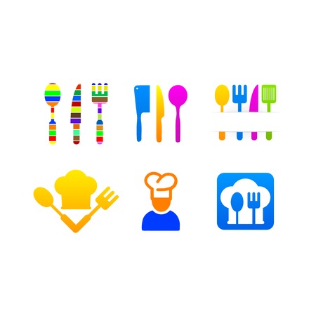 Kitchen set colored icons menuのイラスト素材