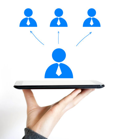 Business people dialogue internet connection icon tabletの写真素材