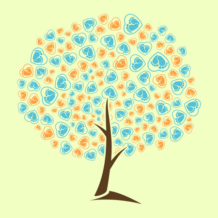 Abstract tree vector baby traces heartのイラスト素材