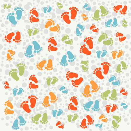 Vector texture background baby footprints tracesのイラスト素材