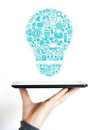 Idea light bulb business tabletの写真素材