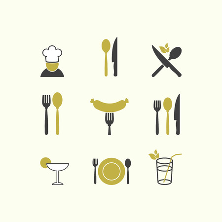 Vector restaurant food icon menu cuisineのイラスト素材