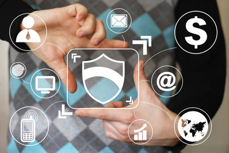 Button shield security virus businessの写真素材